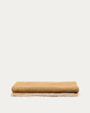 Sanae mustard 100% linen blanket with fringing 130 x 170cm by null, a Throws for sale on Style Sourcebook