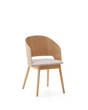 Senoa chair made of ash veneer and solid rubber wood with a natural finish and beige chenille by null, a Dining Chairs for sale on Style Sourcebook