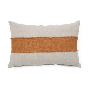 Daf 100% linen cushion cover in beige and terracotta with fringes, 40 x 60 cm by null, a Cushions, Decorative Pillows for sale on Style Sourcebook