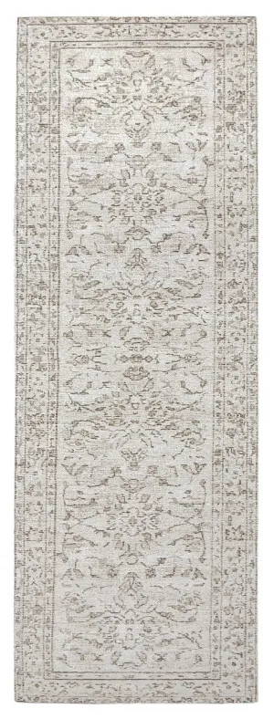 Sonia Beige and Grey Floral Pattern Runner Rug by Miss Amara, a Contemporary Rugs for sale on Style Sourcebook
