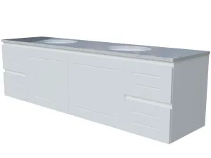 Nevada Classic Vanity 1800mm Double WG Basins SilkSurface UC Top Wall hung by Timberline, a Vanities for sale on Style Sourcebook