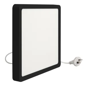 Telbix Lunos Square Black Frame Dimmable 3CCT LED Oyster Light with Flex and Plug Medium by Telbix, a LED Lighting for sale on Style Sourcebook