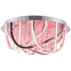 Telbix Luxia Round Flush Mount LED Ceiling Light with Cascading Crystals and RGB Colour Effects Large by Telbix, a LED Lighting for sale on Style Sourcebook