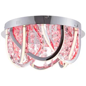 Telbix Luxia Round Flush Mount LED Ceiling Light with Cascading Crystals and RGB Colour Effects Small by Telbix, a LED Lighting for sale on Style Sourcebook