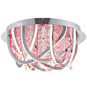 Telbix Luxia Round Flush Mount LED Ceiling Light with Cascading Crystals and RGB Colour Effects Medium by Telbix, a LED Lighting for sale on Style Sourcebook