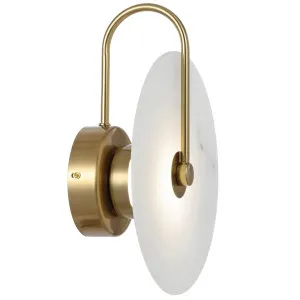 Telbix Zonder Modern Marbled Glass Disc LED Indoor Wall Light Antique Gold by Telbix, a Wall Lighting for sale on Style Sourcebook