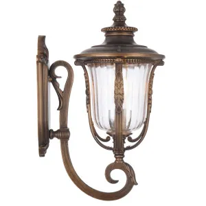 Telbix Ramiro Classic Lantern-Style Outdoor Wall Light with Textured Glass Bronze by Telbix, a Wall Lighting for sale on Style Sourcebook