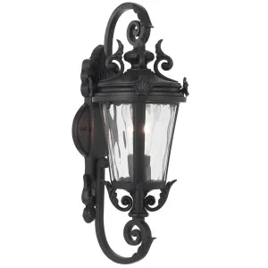 Telbix Pedral Classic Lantern-Style Outdoor Wall Light with Textured Glass Black by Telbix, a Wall Lighting for sale on Style Sourcebook