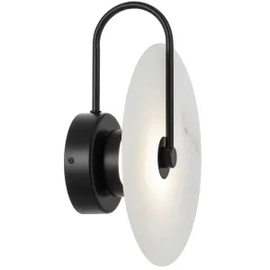 Telbix Zonder Modern Marbled Glass Disc LED Indoor Wall Light Black by Telbix, a Wall Lighting for sale on Style Sourcebook