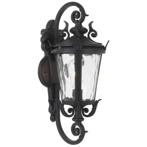 Telbix Pedral Large Classic Lantern-Style Outdoor Wall Light with Textured Glass Black by Telbix, a Wall Lighting for sale on Style Sourcebook