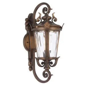 Telbix Pedral Large Classic Lantern-Style Outdoor Wall Light with Textured Glass Bronze by Telbix, a Wall Lighting for sale on Style Sourcebook