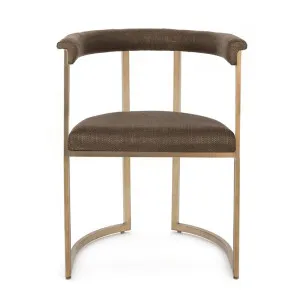 Dino Dining Chair with Upholstered Arms - Chocolate Linen by CAFE Lighting & Living, a Dining Chairs for sale on Style Sourcebook