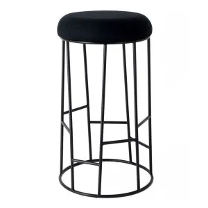 Aiden Black Steel Bar Stool - Black Linen by CAFE Lighting & Living, a Bar Stools for sale on Style Sourcebook