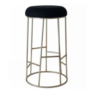 Aiden Gold Steel Bar Stool - Black Linen by CAFE Lighting & Living, a Bar Stools for sale on Style Sourcebook