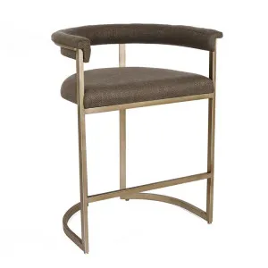 Dino Kitchen Stool with Upholstered Arms - Chocolate Linen by CAFE Lighting & Living, a Bar Stools for sale on Style Sourcebook