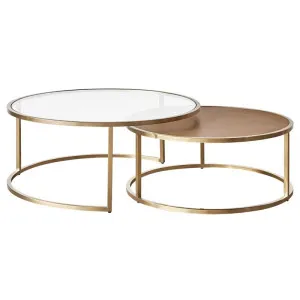 Chloe Glass and Timber Nesting Coffee Table - Gold by CAFE Lighting & Living, a Coffee Table for sale on Style Sourcebook