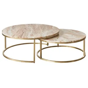 Chloe Pink Marble Nesting Coffee Table - Gold by CAFE Lighting & Living, a Coffee Table for sale on Style Sourcebook