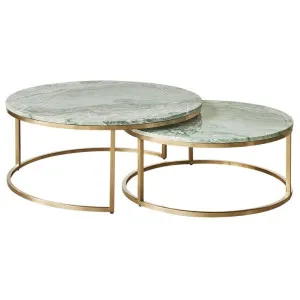 Chloe Dusty Jade Marble Nesting Coffee Table - Gold by CAFE Lighting & Living, a Coffee Table for sale on Style Sourcebook