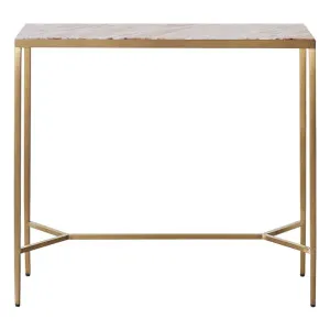 Chloe Pink Marble Console Table - Small Gold by CAFE Lighting & Living, a Console Table for sale on Style Sourcebook
