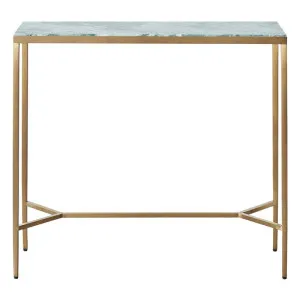 Chloe Dusty Jade Marble Console Table - Small Gold by CAFE Lighting & Living, a Console Table for sale on Style Sourcebook