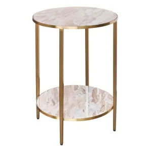 Chloe Pink Marble Side Table - Gold by CAFE Lighting & Living, a Side Table for sale on Style Sourcebook