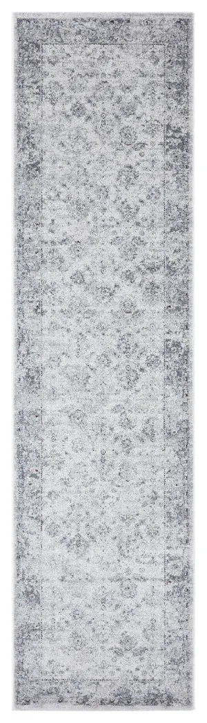 Elisha Grey and Blue Traditional Distressed Medallion Runner Rug by Miss Amara, a Persian Rugs for sale on Style Sourcebook