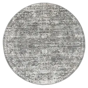 Raina Charcoal Grey And Ivory Traditional Distressed Round Rug by Miss Amara, a Persian Rugs for sale on Style Sourcebook