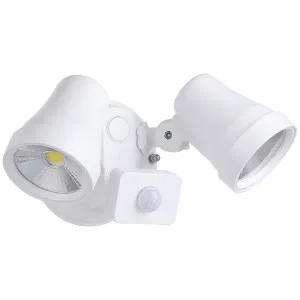 Eglo Coastguard Adjustable Dual Head Exterior LED Security Light with Sensor White by Eglo, a Outdoor Lighting for sale on Style Sourcebook