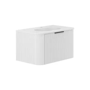 Lola Matte Minka Curved Satin White 750 Wall-Hung Vanity 1TH by Fienza, a Basins for sale on Style Sourcebook