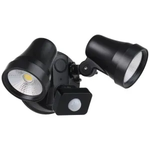 Eglo Coastguard Adjustable Dual Head Exterior LED Security Light with Sensor Black by Eglo, a Outdoor Lighting for sale on Style Sourcebook