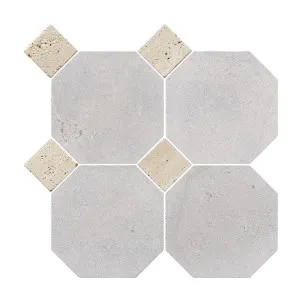 Canterbury Natural Limestone Octagon Grey Honed with Marfil Dot by null, a Marble Look Tiles for sale on Style Sourcebook