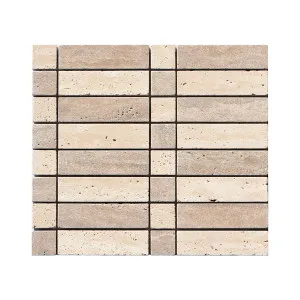 Piano Natural Travertine Mix Tumbled Mosaic by null, a Mosaic Tiles for sale on Style Sourcebook