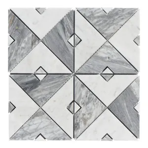 Silhouette Natural Marble Duomo Bianco & Carrara Grey Mix Honed Mosaic by null, a Mosaic Tiles for sale on Style Sourcebook