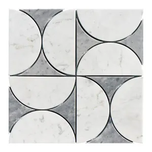 Silhouette Natural Marble Orbit Bianco & Carrara Grey Mix Honed Mosaic by null, a Mosaic Tiles for sale on Style Sourcebook