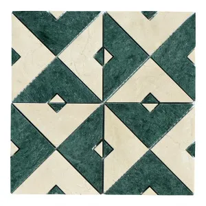 Silhouette Natural Marble Duomo Crema Marfil & Taj Green Mix Honed Mosaic by null, a Mosaic Tiles for sale on Style Sourcebook