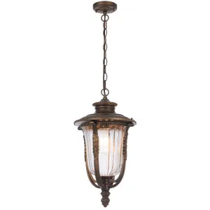 Telbix Ramiro Large Outdoor Lantern Pendant with Textured Glass and Multiple Suspension - Bronze by Telbix, a Lighting for sale on Style Sourcebook