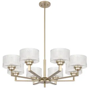 Telbix Moreno II 8 Light Modern Drum Pendant with Ribbed Glass Shade - Antique Silver by Telbix, a Lighting for sale on Style Sourcebook