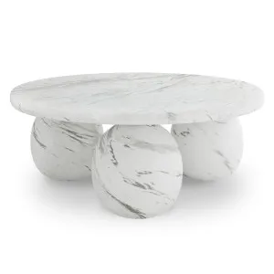 100cm Alessia Round Outdoor Concrete Coffee Table in White Marble by Luxo Furniture, a Coffee Table for sale on Style Sourcebook