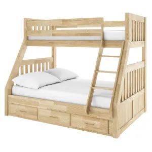 Kourtney Hardwood Triple Bunk Bed with Drawers in Natural by Luxo Furniture, a Kids Beds & Bunks for sale on Style Sourcebook