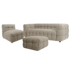 Norah 5 Seater Boucle Sofa Set With Ottoman in Warm Beige by Luxo Living, a Sofas for sale on Style Sourcebook