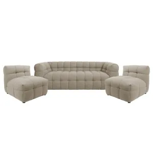 Norah 5-Seater Boucle Sofa Set with Armless Chairs in Warm Beige by Luxo Living, a Sofas for sale on Style Sourcebook