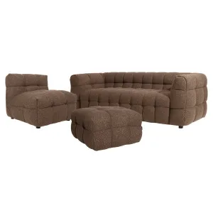 Norah 5 Seater Boucle Sofa Set With Ottoman in Brown by Luxo Living, a Sofas for sale on Style Sourcebook