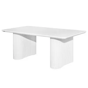 Joyce 120cm Coffee Table with Round Fluted Legs in White by Luxo Furniture, a Coffee Table for sale on Style Sourcebook