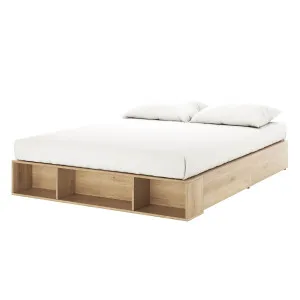 Eulalia King Platform Bed Base with Drawers in Oak by Luxo Furniture, a Beds & Bed Frames for sale on Style Sourcebook