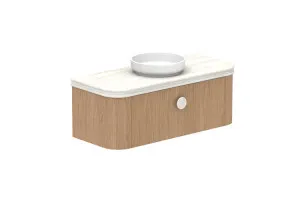 Surry 1200 Wall Hung Centre Bowl, Wall Hung, Boston Oak, 60mm Curved Royale Benchtop Upgrade by ADP, a Vanities for sale on Style Sourcebook