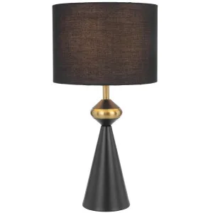 Telbix Satillo Minimalist Table Lamp with Sleek Cone Base and Fabric Drum Shade Black by Telbix, a Table & Bedside Lamps for sale on Style Sourcebook