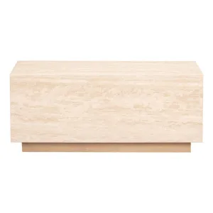 Leola Rectangle Coffee Table 90 x 50cm in Italian Travertine / Sandblast Oak by OZ Design, a Coffee Table for sale on Style Sourcebook