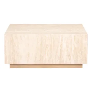 Leola Square Coffee Table 90xm in Italian Travertine / Sandblast Oak by OZ Design, a Coffee Table for sale on Style Sourcebook