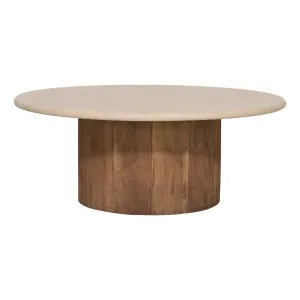 Osman Round Coffee Table 100cm in Concrete Render Mocha / Reclaimed Teak by OZ Design, a Coffee Table for sale on Style Sourcebook