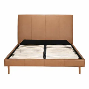 Jamie Queen Bed Frame in Urbane Leather Light Brown / Clear by OZ Design, a Beds & Bed Frames for sale on Style Sourcebook